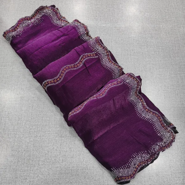 Fendy chiffon saree with full Stone work | SR230